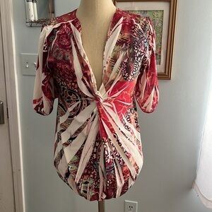 Simply Irresistible Tunic Top Boho Sublimation Dye Stretch Hippie V-Neck Large